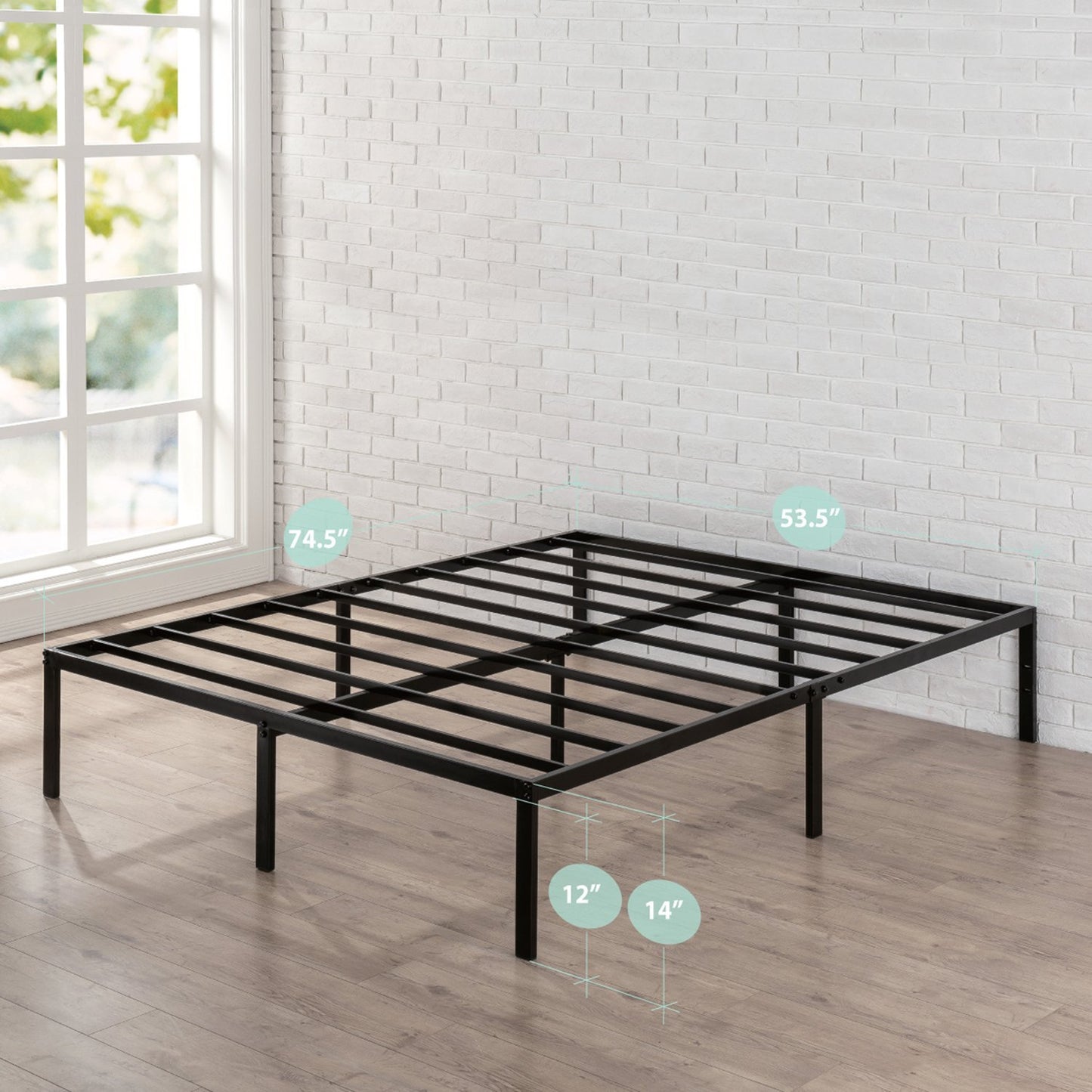 Zinus Full Bed Frame - Yelena 14 inch Metal Bed Frame with Steel Slat Support - Heavy-Duty Support, Easy Assembly, No Box Spring Needed - Platform Bed Frame with Underbed Storage Space, Full Size