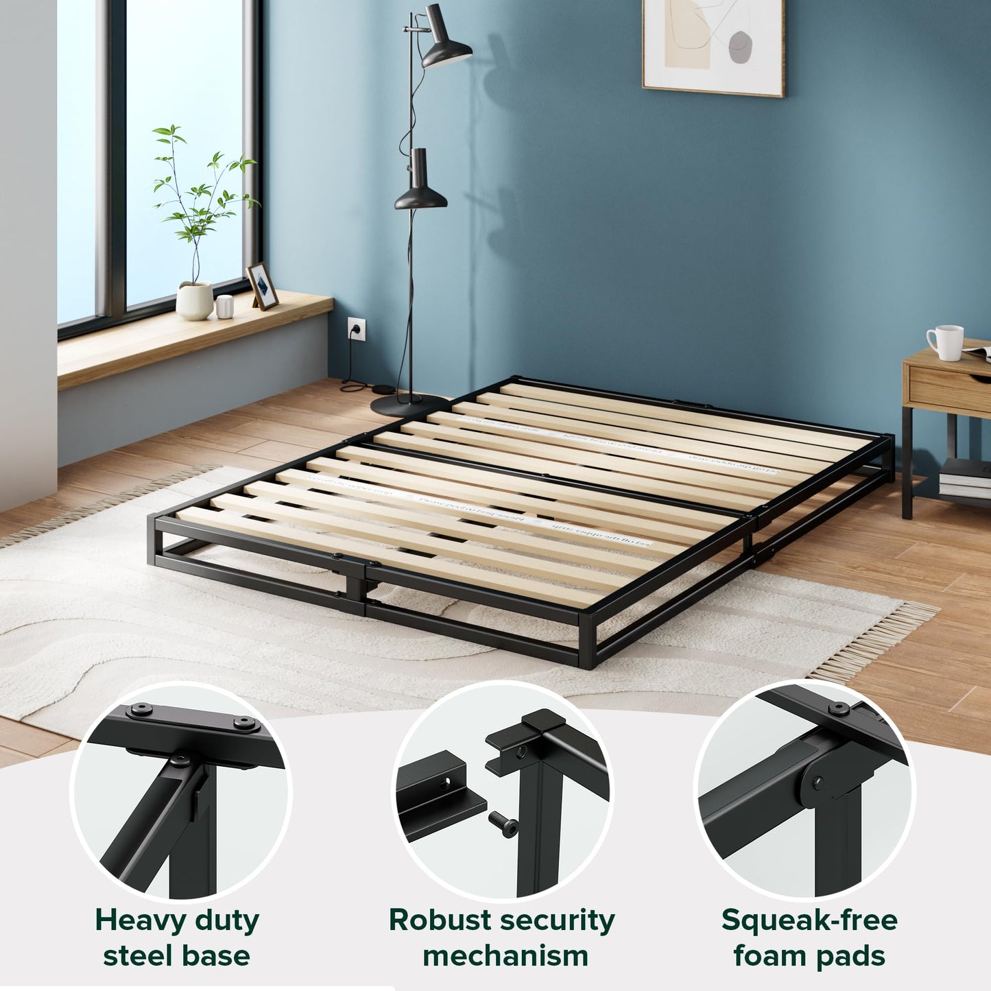 Zinus Full Bed Frame - Joseph 6 Inch Metal Bed Frame with Wood Slat Support, No Box Spring Needed, Easy Assembly - Minimalist Platform Bed Frame, 5 Year Warranty, Full Size New Small Box