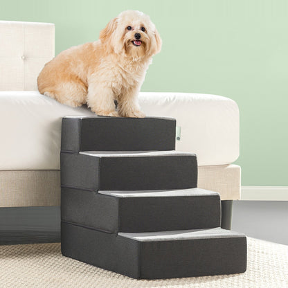 Zinus 4 Step Easy Pet Stairs/Pet Ramp/Pet Ladder/Grey, Large L (Pack of 1)