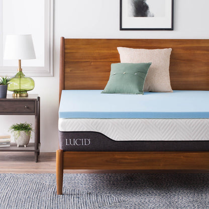 LUCID 2 Inch Gel Memory Foam Mattress Topper-Ventilated Design-Ultra Plush-California King California King Solid