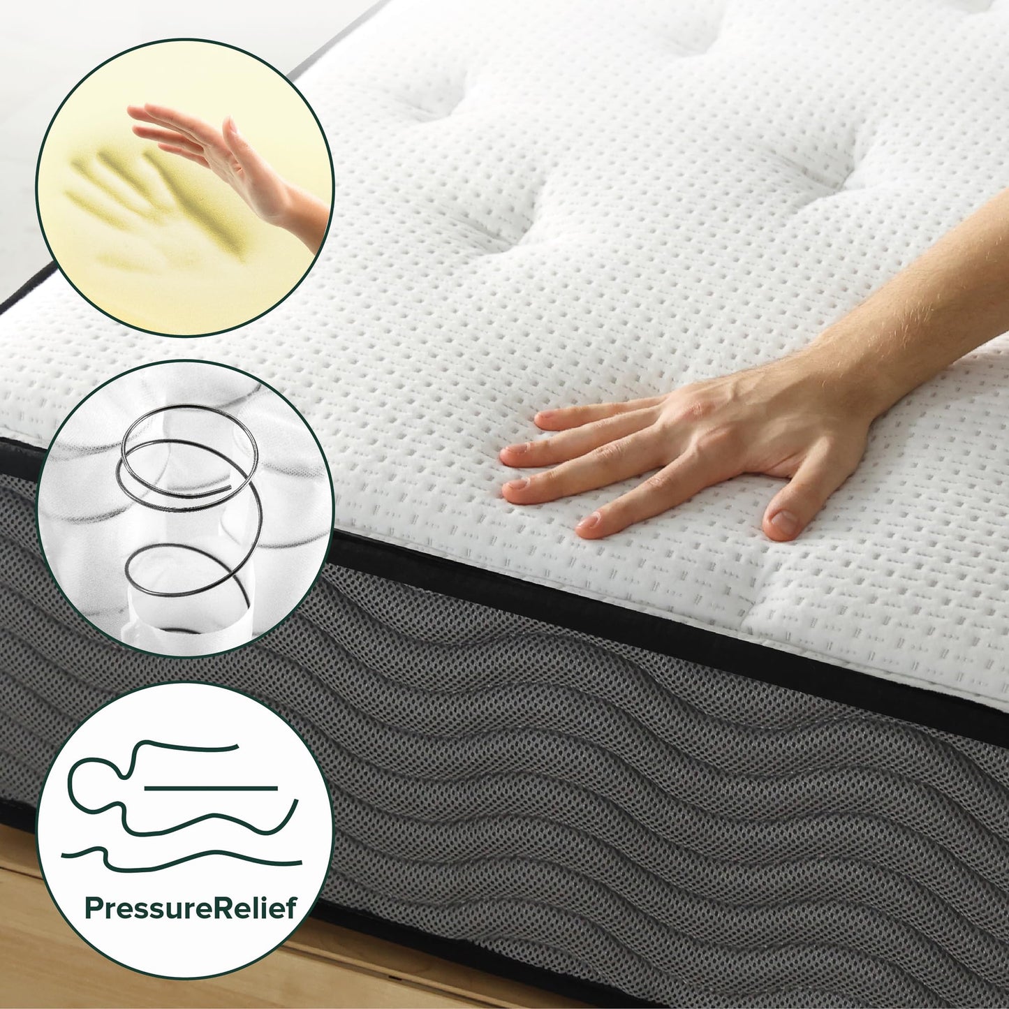 Zinus King Mattress - 10 Inch Foam and Pocket Coil Spring Hybrid Mattress, Extra Firm with Motion Isolation, Mattress in a Box, CertiPUR-US Certified Foam, 10-Year Warranty, King Size New Small Box