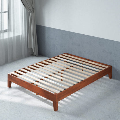 Zinus King Bed Frame - Wen Deluxe 12 inch Wood Platform Bed with Wood Slats Support, Easy Assembly, No Boxspring Needed - Wood Bed Frame with Underbed Storage Space, Cherry Finish, King Size