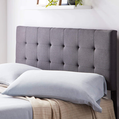 LUCID Square Tufted Mid Rise Headboard - Durable Wood Construction - Adjustable Height - Full Charcoal Full/Full XL Square Tufting