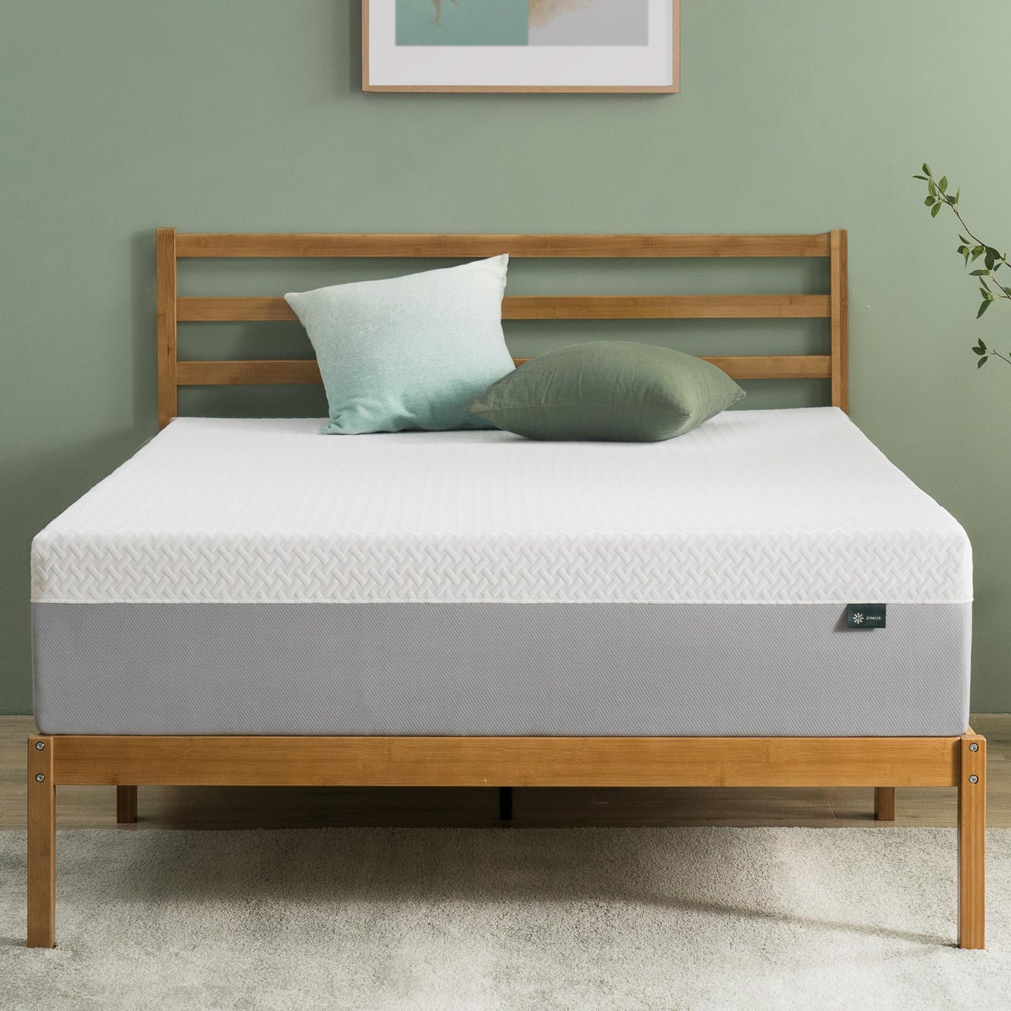 ZINUS 12 Inch Green Tea Essential Memory Foam Mattress [New Version], Queen, Fiberglass Free, Medium Feel, Breathable Airflow Memory Foam, Certified Safe Foams & Fabric, Mattress in A Box White 12" Green Tea New Small Box