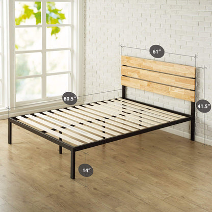 Zinus King Bed Frame - Paul 14 Inch Platform Bed Frame with Wood Headboard, Durable Metal & Wood Construction with Wood Slat Support, Easy Assembly, No Box Spring Needed, Underbed Storage Space, King Size