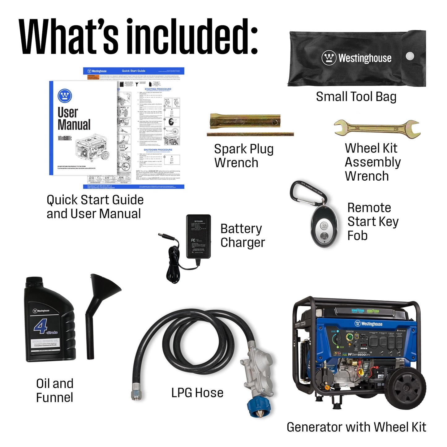 Westinghouse Outdoor Power Equipment 12500 Peak Watt Dual Fuel Home Backup Portable Generator, Remote Electric Start, Transfer Switch Ready, Gas and Propane Powered, CO Sensor 12500 Watts - Dual Fuel - CO Sensor