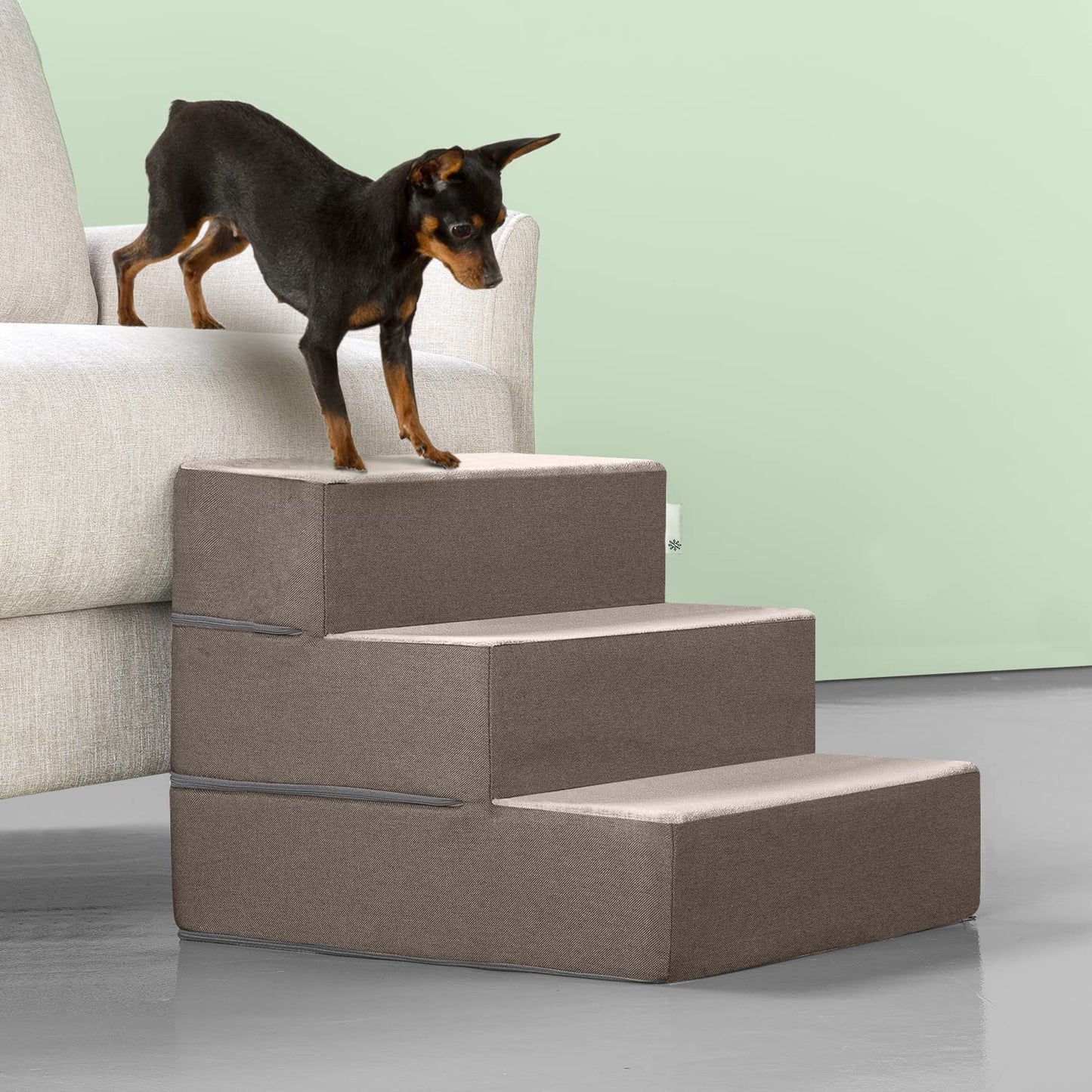 ZINUS Easy Pet Stairs/Pet Ramp/Pet Ladder, Small, Sand