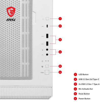 MSI MPG Velox 100R White Mid Tower Case (E-ATX/ATX/M-ATX/Mini-ITX)