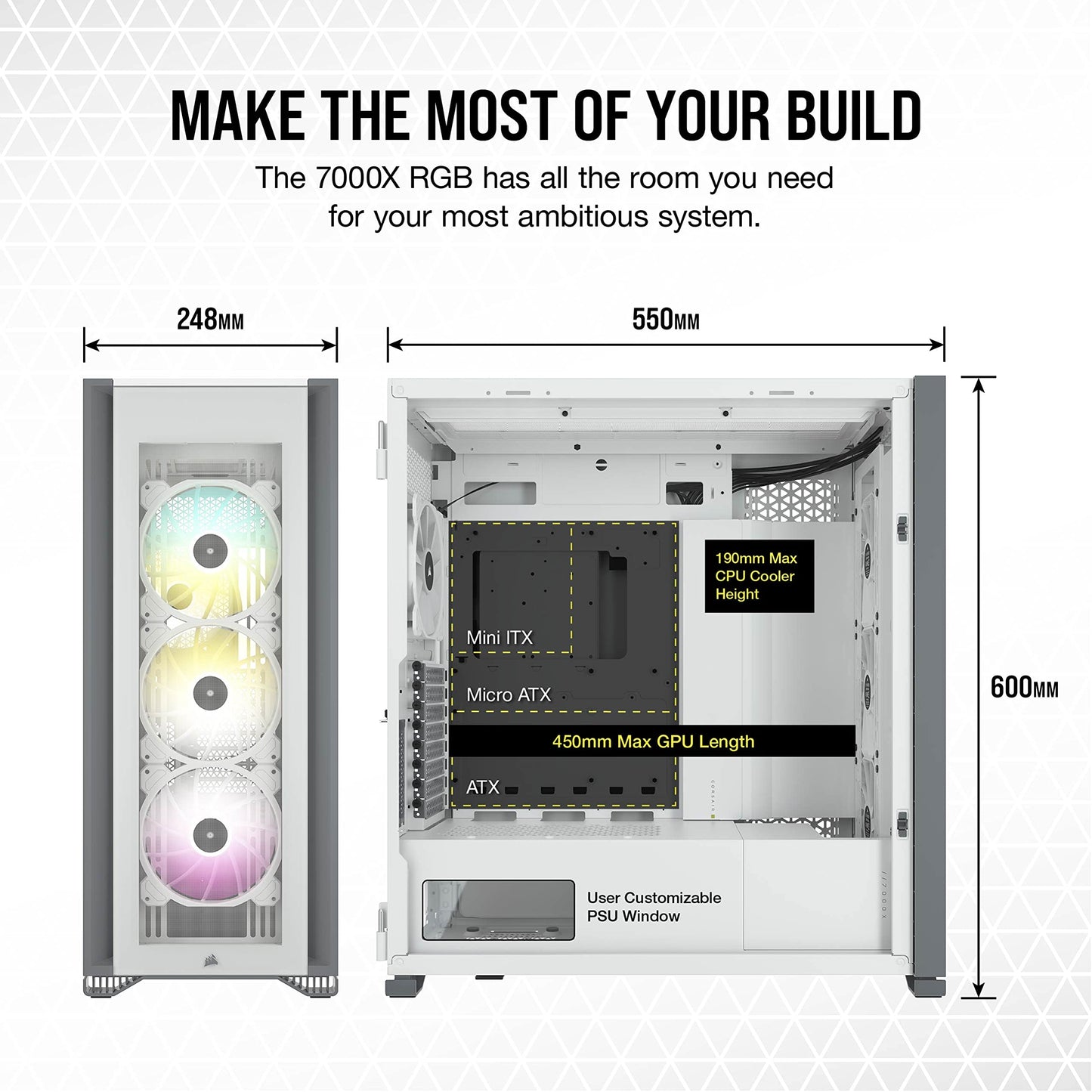 CORSAIR iCUE 7000X RGB Full-Tower ATX PC Case, White