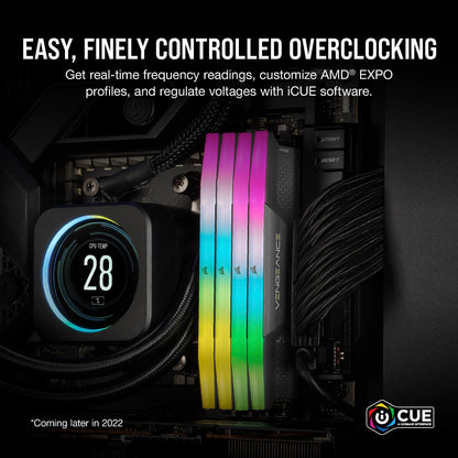 CORSAIR VENGEANCE RGB DDR5 RAM 32GB (2x16GB) 5200MHz CL40 AMD EXPO iCUE Compatible Computer Memory - Gray (CMH32GX5M2B5200Z40K) 32GB (2x16GB)