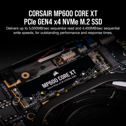 Corsair MP600 CORE XT 4TB PCIe Gen4 x4 NVMe M.2 SSD – High-Density QLC NAND – M.2 2280 – DirectStorage Compatible - Up to 5,000MB/sec – Great for PCIe 4.0 Notebooks and Desktops – Black