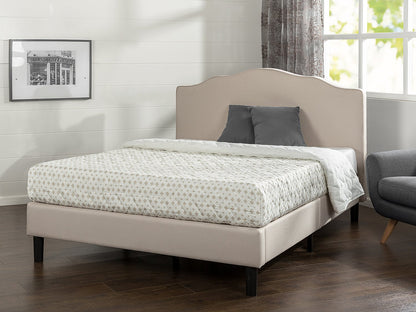 Zinus Paris Upholstered Scalloped Platform Bed with Wooden Slat Support, Queen Traditional