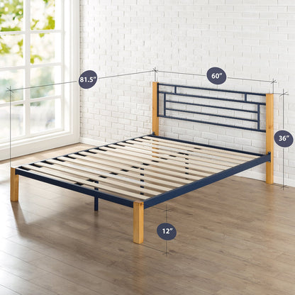 Zinus Epic Metal & Wood Platform Bed with Wood Slat Support, Queen