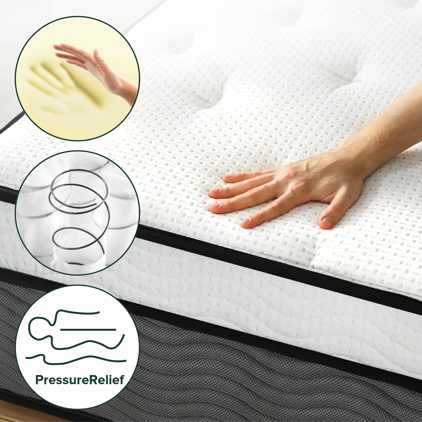 Zinus King Mattress - 12 Inch Foam and Pocket Coil Spring Hybrid Mattress, Extra Firm with Motion Isolation, Mattress in a Box, CertiPUR-US Certified Foam, 10-Year Warranty, King Size New Small Box