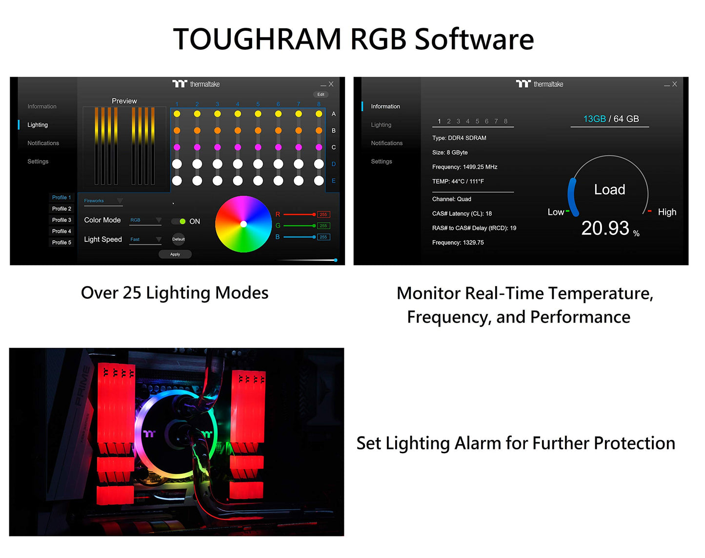 Thermaltake TOUGHRAM RGB White DDR4 4000MHz 16GB (8GB x 2) 16.8 Million Color RGB Alexa/Razer Chroma/5V Motherboard Syncable RGB Memory R022D408GX2-4000C19A