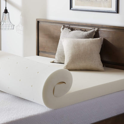 LUCID 4 Inch Ventilated Memory Foam Mattress Topper - 3-Year Warranty - Twin, Ivory