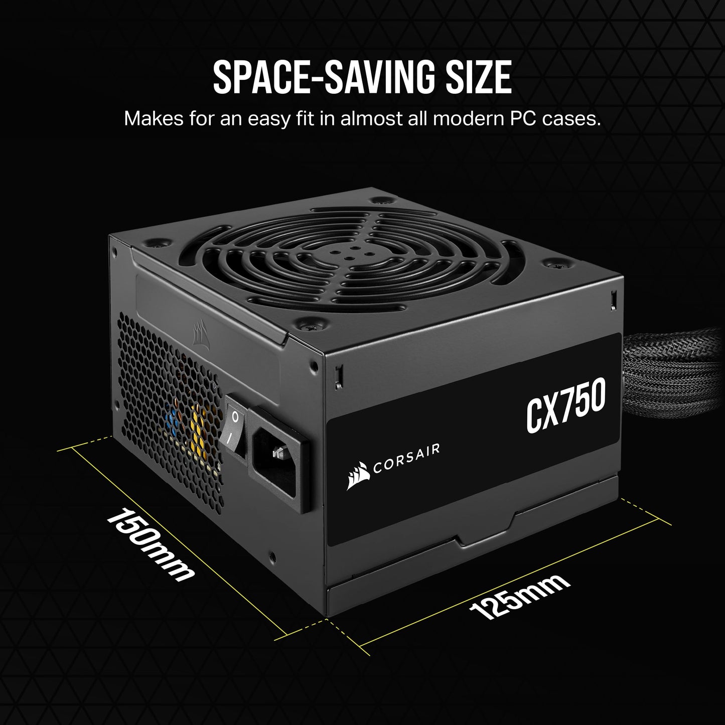 CORSAIR CX750 80 Plus Bronze Non Modular Low-Noise ATX 750 Watt Power Supply - NA - Black 750 Watts