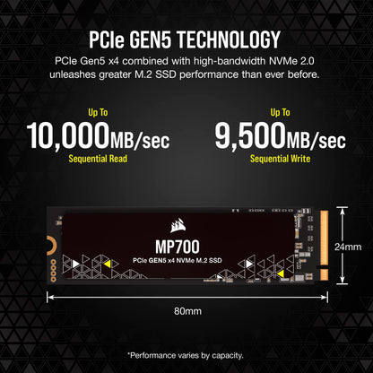 CORSAIR MP700 - SSD - 1 TB - PCI Express 5.0 x4 (NVMe) 1TB