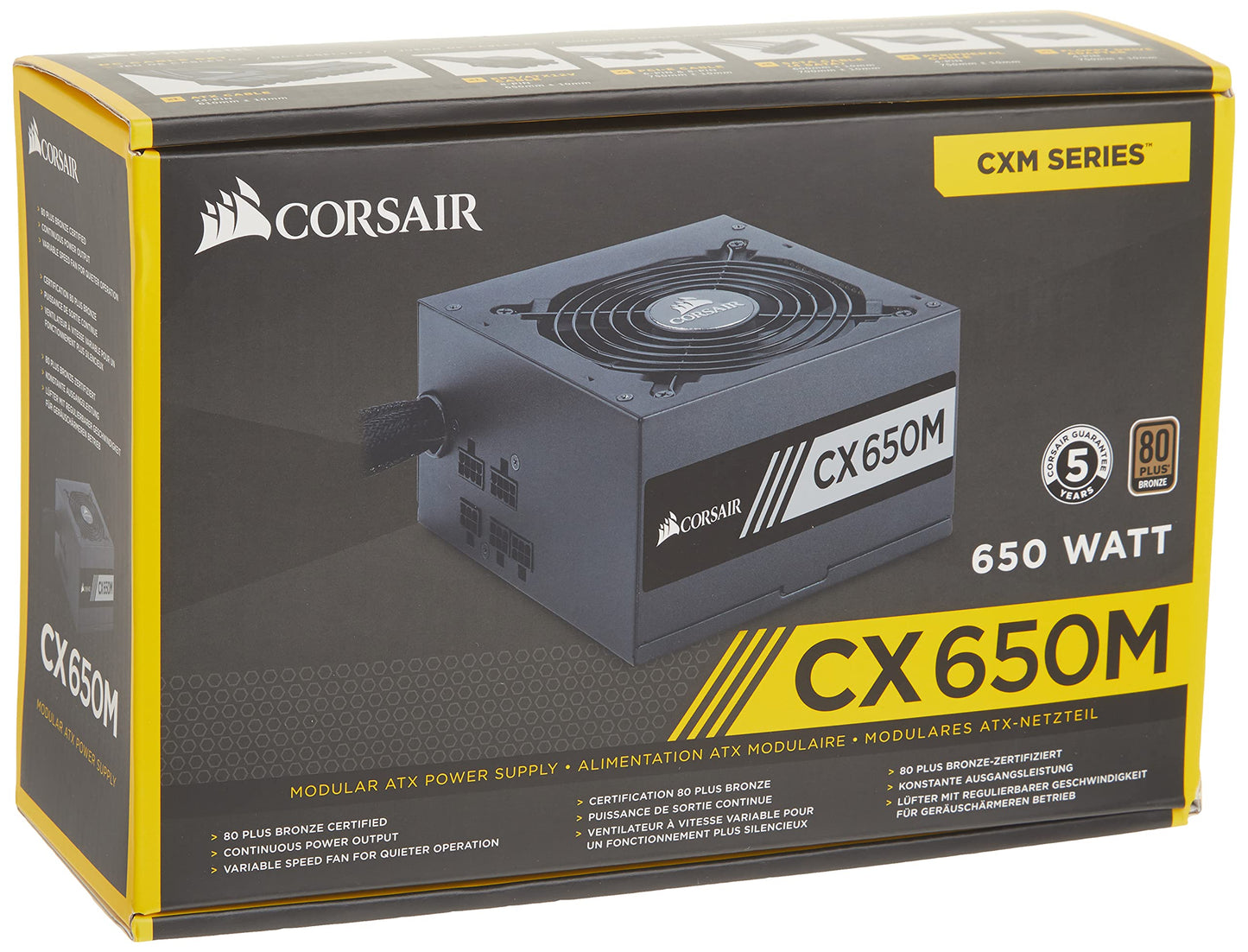 Corsair CX Series 650 Watt 80 Plus Bronze Certified Modular Power Supply 650 Watts