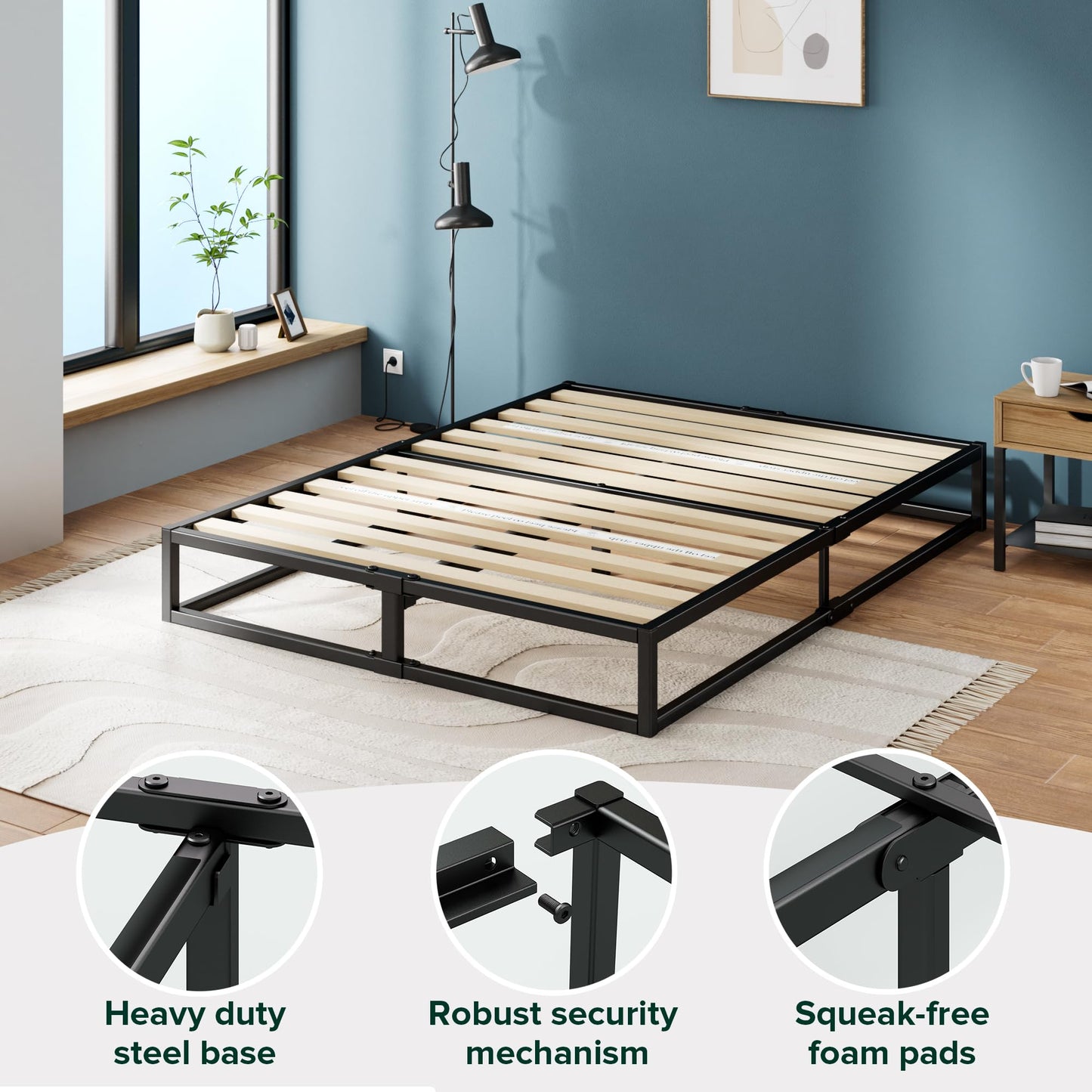 Zinus Full Bed Frame - Joseph 10 Inch Metal Bed Frame with Wood Slat Support, No Box Spring Needed, Easy Assembly - Minimalist Platform Bed Frame with Underbed Storage Space, 5-Year Warranty, Full New Small Box