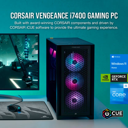 Corsair Vengeance i7400 Series Gaming PC - Liquid Cooled Intel® Core™ i5 13600K CPU - NVIDIA® GeForce RTX™ 4060 Ti GPU - 1TB M.2 SSD - 16GB Vengeance RGB DDR4 Memory - Black