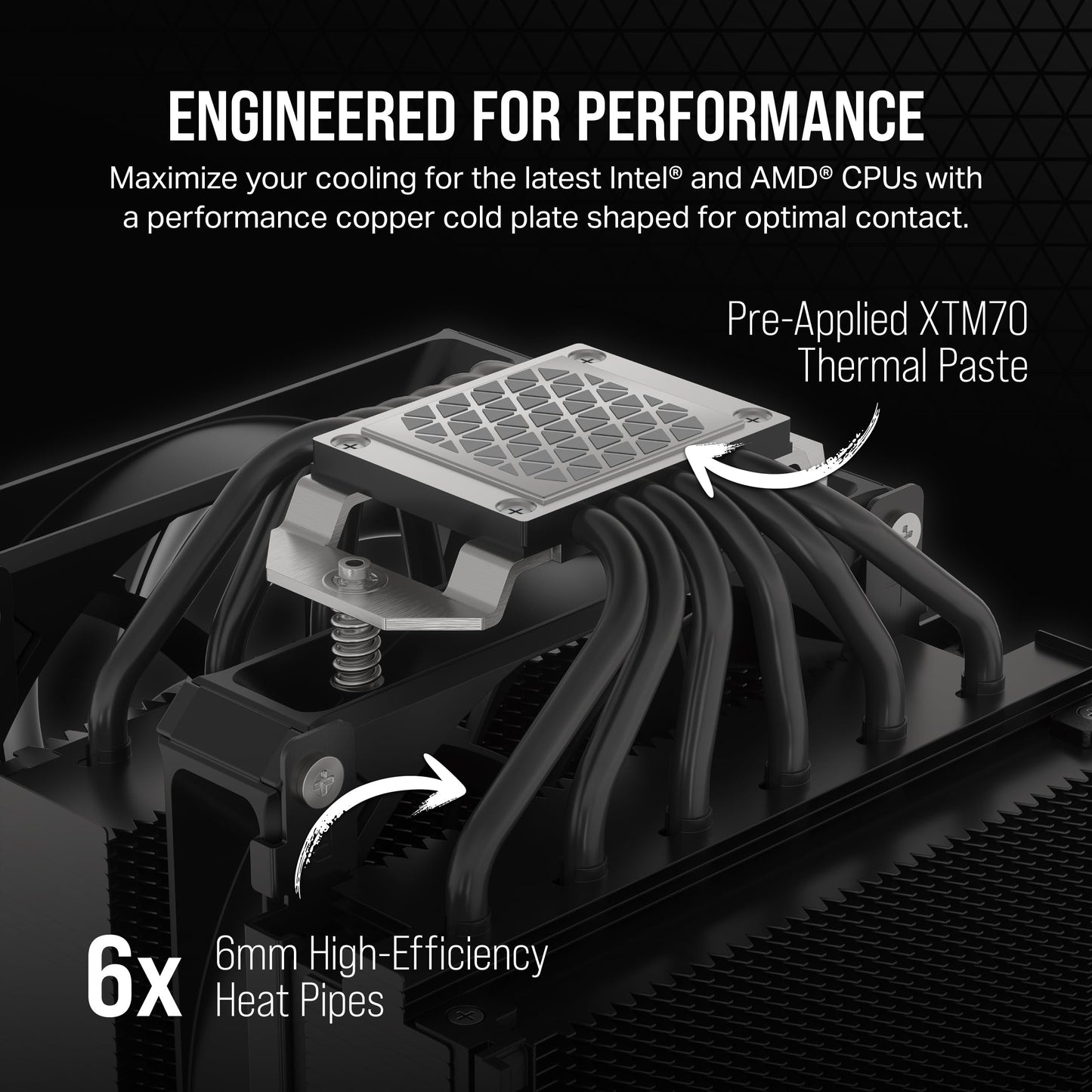 CORSAIR A115 High-Performance Tower CPU Air Cooler — Cools up to 270W TDP - Slide-and-Lock Fan Mount - Two Corsair AF140 Elite Fans - Easy to Install - Pre-Applied Thermal Paste — Black