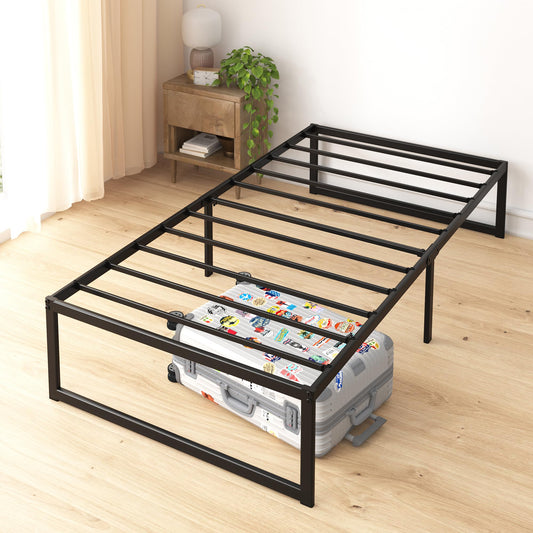 Zinus Twin Bed Frame - ABEL 14 inch Metal Bed Frame with Steel Slat Support, No Box Spring Needed, Easy Assembly - Minimalist Platform Bed in a Box with Underbed Storage Space, 5 Year Wrranty, Twin Contemporary New Small Box