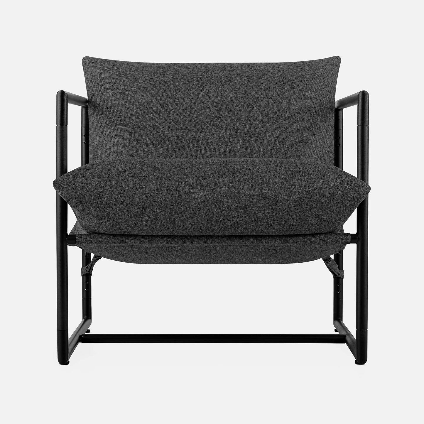 Zinus Aidan Sling Accent Chair – Modern Minimalist Design with Comfort Cushion, Durable Metal Framed Armchair with Foam Cushioning, Stylish Accent, Versatile Use, Dark Grey Solid