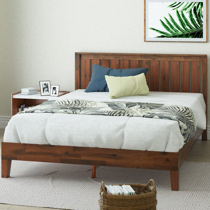 Zinus King Bed Frame - Vivek Deluxe 12 inch Wood Platform Bed with Headboard, Wood Slats Support, Easy Assembly, No Boxspring Needed - Underbed Storage Space, Antique Espresso Finish, King Size