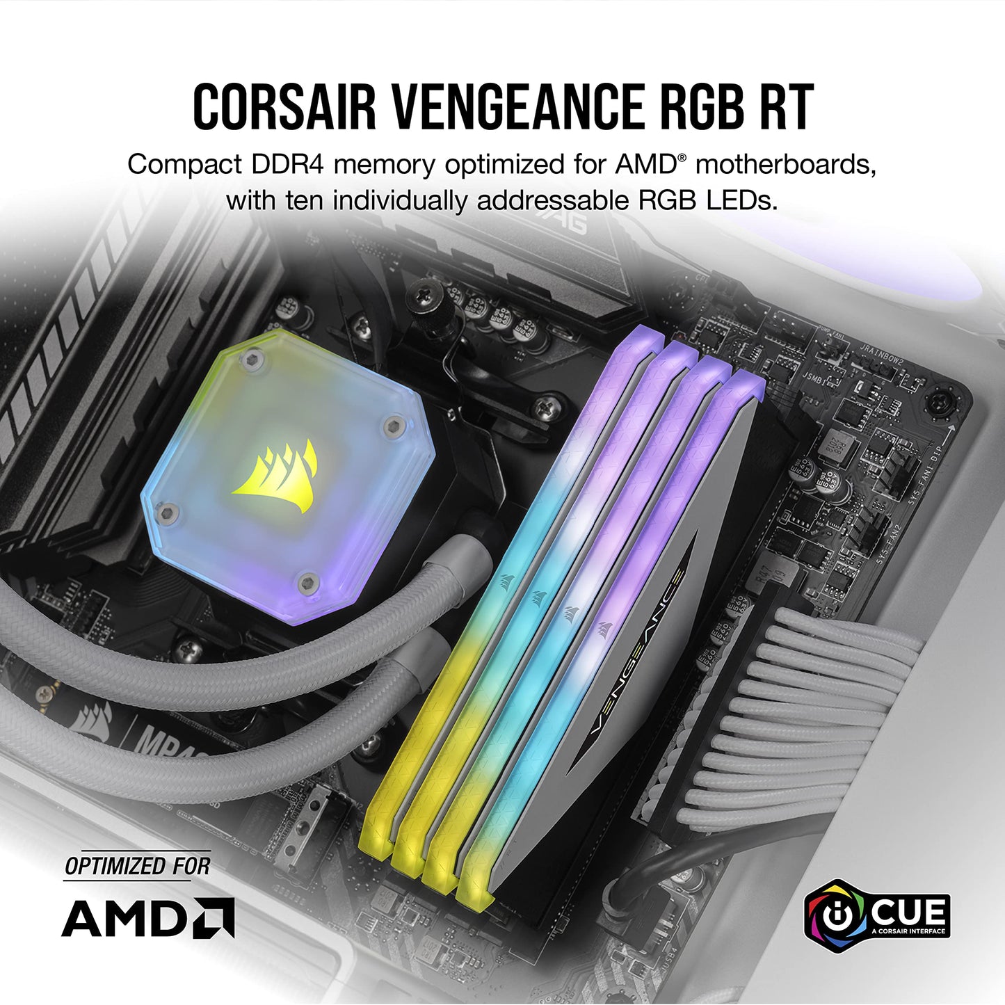 CORSAIR Vengeance RGB RT 32GB (2x16GB) DDR4 3200 (PC4-25600) C16 1.35V Desktop Memory