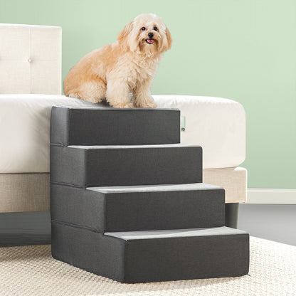 Zinus 4 Step Easy Pet Stairs/Pet Ramp/Pet Ladder/Grey, XL (Pack of 1) XL (Pack of 1)