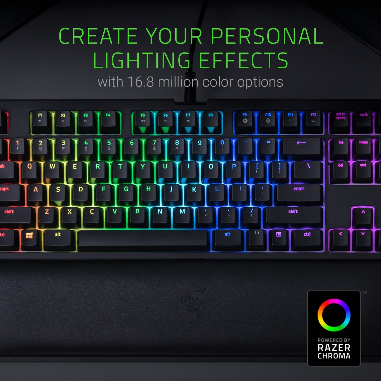 Razer BlackWidow TE Chroma v2 Mechanical Gaming Keyboard: Green Key Switches - Tactile & Clicky - Chroma RGB Lighting - Magnetic Wrist Rest - Programmable Macro Functionality - Classic Black