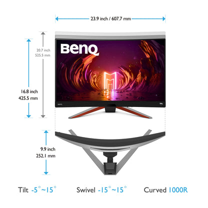 BenQ Mobiuz EX2710R 27 Inch QHD 1440p VA 1000R 165 Hz Curved Gaming Computer Monitor with Dual Speakers and Subwoofer, Gaming Color Optimizer, Freesync Premium Pro, Eye-Care Tech, HDMI and HDRi Tech 165 Hz | QHD | Curved VA