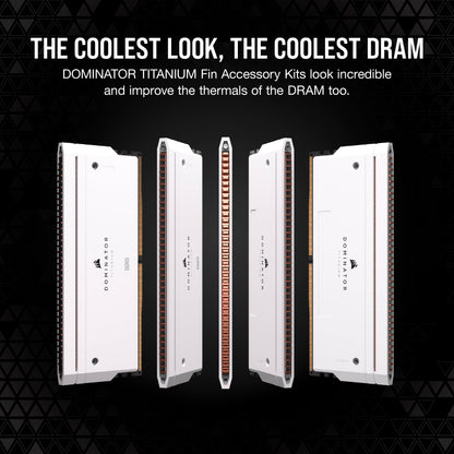 CORSAIR DOMINATOR TITANIUM RGB DDR5 RAM 2x Fin Accessory Kit - White (No Physical Memory)