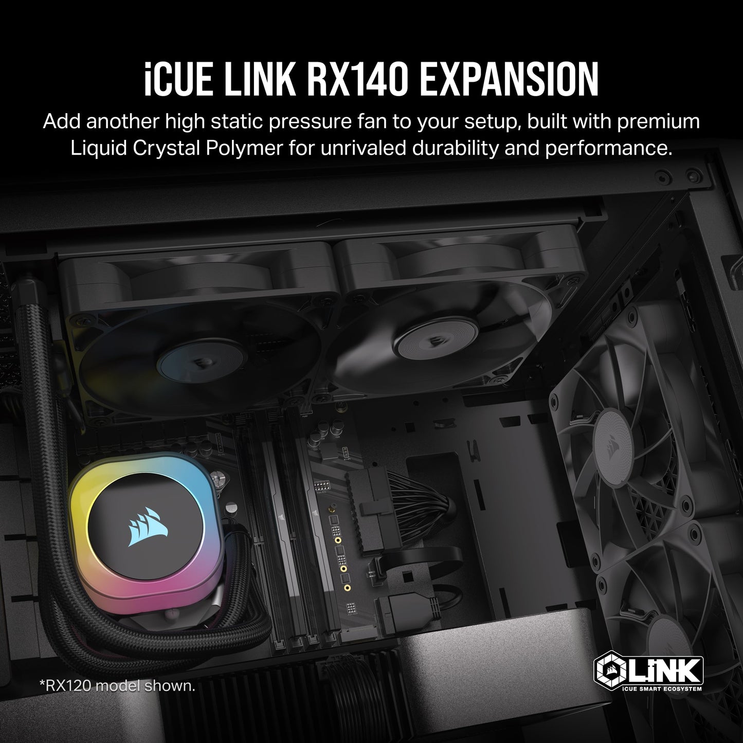 CORSAIR iCUE Link RX140 140mm PWM Fan - Magnetic Dome Bearing - Single Fan - Black Non-RGB 1 x 140mm