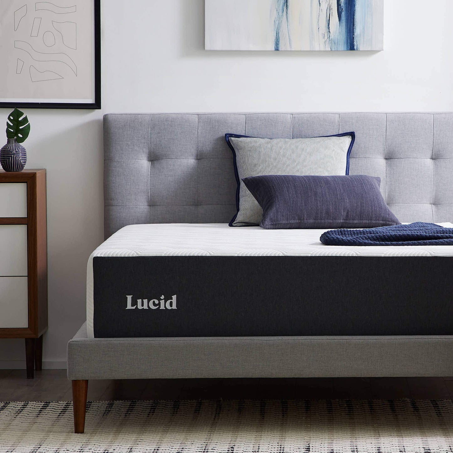 LUCID 14 Inch Memory Foam Mattress - Plush Feel - Gel Infusion - Hypoallergenic Bamboo Charcoal - Breathable Cover - King