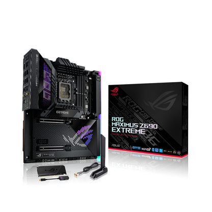 ASUS ROG Maximus Z690 Extreme(WiFi 6E)LGA 1700(Intel 12th Gen)EATX gaming motherboard(PCIe5.0,DDR5,24+1 power stages,5x M.2,PCIe 5.0 M.2,10Gb&2.5GbLAN,2xThunderbolt 4,PCIe 5.0 Hyper M.2 card bundled)