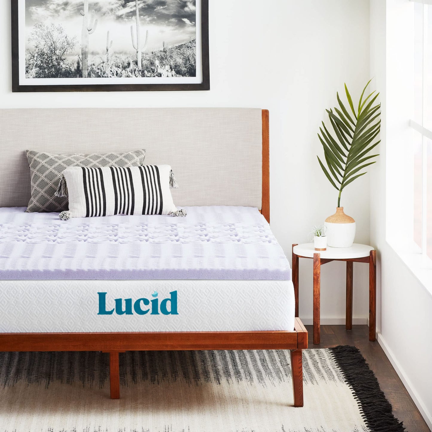 LUCID 2 Inch 5 Zone Lavender Memory Foam Mattress Topper – Calming Lavender – Targeted Convoluted Comfort Zones, Cal King (LU20CK30ZT) California King