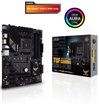 ASUS TUF GAMING B550-PLUS AMD AM4 (3rd Gen Ryzen™) ATX gaming motherboard (PCIe 4.0, 2.5Gb LAN, HDMI 2.1, BIOS FlashBack, USB 3.2 Gen 2, Addressable Gen 2 RGB header and AURA Sync)