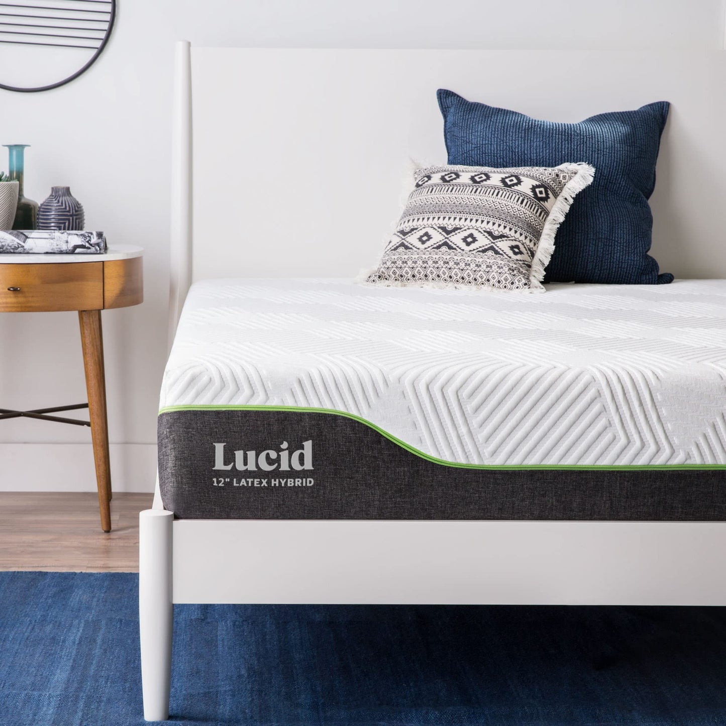 LUCID 12 Inch Latex Hybrid Mattress - Responsive Latex Foam and Encased Springs - Firm Feel - Motion Isolation - Edge Support - Gel Infused - Pressure Relief - Bed in a Box - Twin XL Size