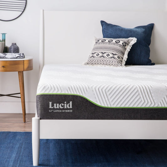 LUCID 12 Inch King Latex Hybrid Mattress - Memory Foam - Responsive Latex Layer - Premium Steel Coils - Medium Firm Feel - Temperature Neutral (LU12KK70LH)