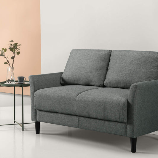 Zinus Classic Upholstered 53.5in Sofa Couch / Loveseat, Grey Hint Green Grey With Hint of Green