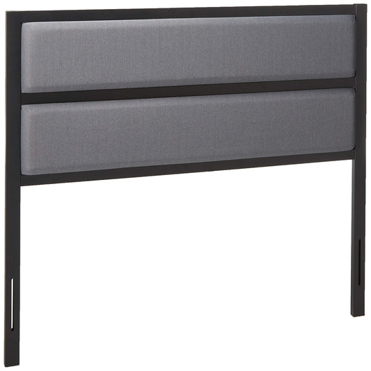 Zinus Modern Studio Upholstered Metal Headboard, Full Upholstered Grey