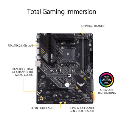 ASUS TUF GAMING B550-PLUS AMD AM4 (3rd Gen Ryzen™) ATX gaming motherboard (PCIe 4.0, 2.5Gb LAN, HDMI 2.1, BIOS FlashBack, USB 3.2 Gen 2, Addressable Gen 2 RGB header and AURA Sync)