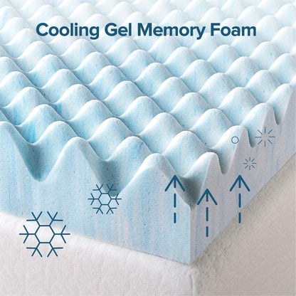 Zinus AZ-SWFT-300Q 3 Inch Swirl Gel Memory Foam Air Flow Topper, Queen , Blue