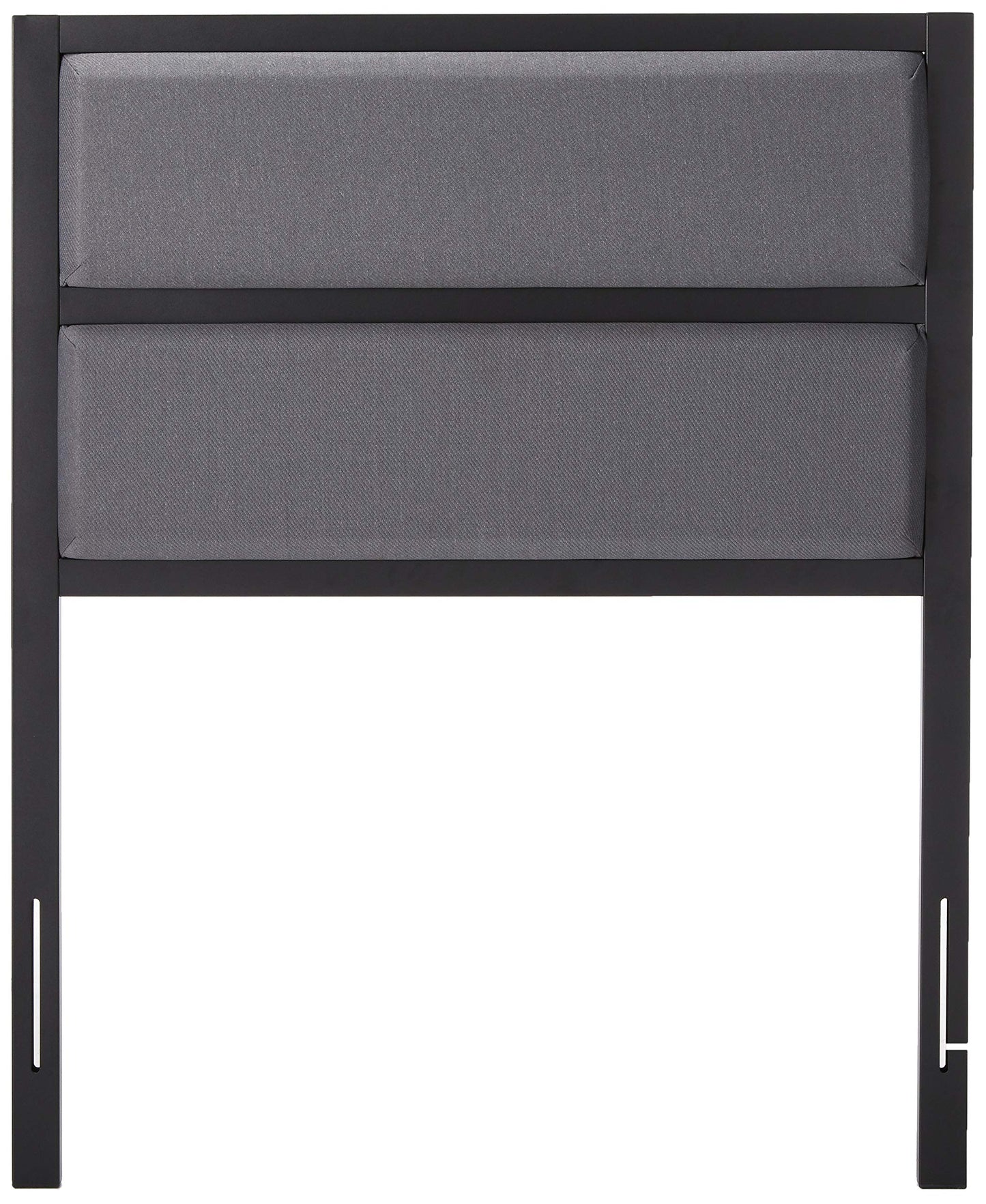 Zinus OLB-MFHB-T Modern Studio Upholstered Metal Headboard, Twin, Black Upholstered Grey