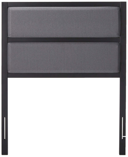 Zinus OLB-MFHB-T Modern Studio Upholstered Metal Headboard, Twin, Black Upholstered Grey