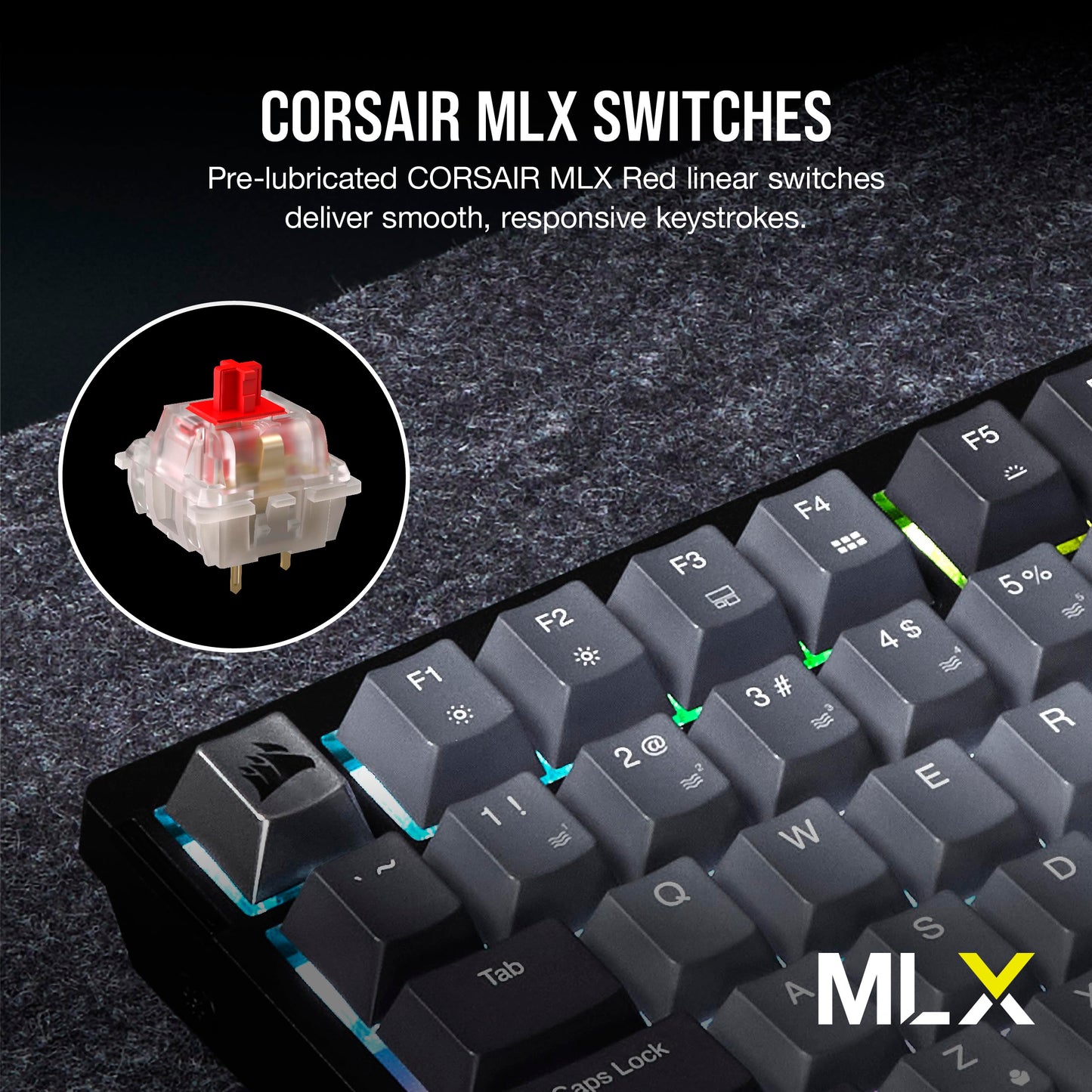 Corsair K65 Plus Wireless 75% RGB Mechanical Gaming Keyboard – Pre-Lubricated MLX Red Linear Switches – PBT Dye-Sub Keycaps – PC, Mac, PS5, PS4, Xbox, iPad – QWERTY NA – Black/Gray