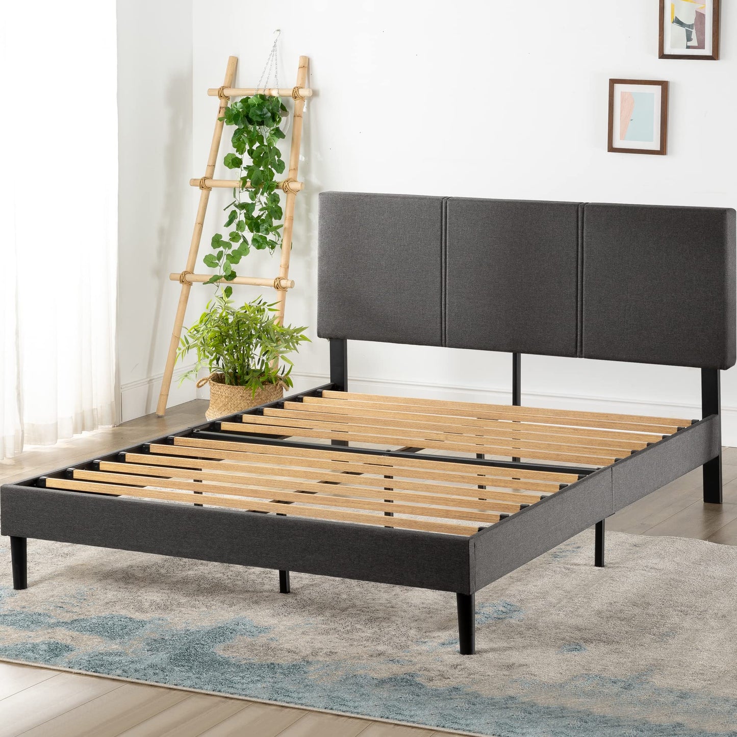 ZINUS Cambril Upholstered Platform Bed Frame with Sustainable Bamboo Slats/No Box Spring Needed/Mattress Foundation/Easy Assembly, Queen