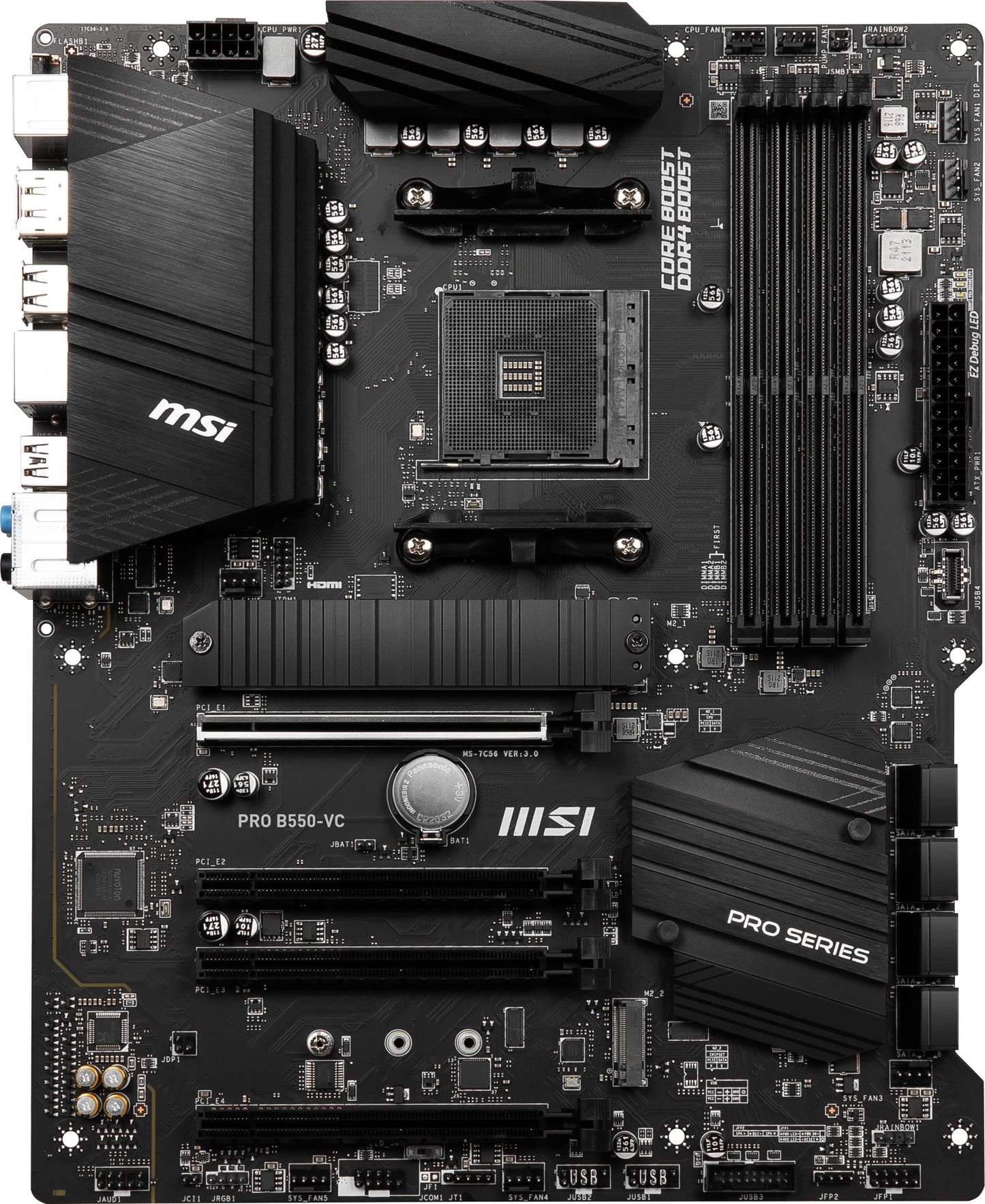 MSI PRO B550-VC ProSeries Motherboard (AMD AM4, DDR4, PCIe 4.0, SATA 6Gb/s, M.2, USB 3.2 Gen 2, HDMI/DP, ATX)